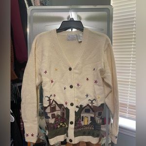 Vintage Northern Treasures Womens M Scenic Long Sleeves Front Button Cardigan